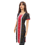 Sambalpuri Kurti Black and Red Motif Design Short Sleeves | OdishaHandicrafts.COM