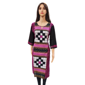 Sambalpuri Kurti Pink and Black Pasapali Design Black Hand | OdishaHandicrafts.COM