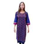 Sambalpuri Kurti Blue and Pink Buti Design Blue Hand | OdishaHandicrafts.COM