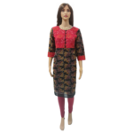 Sambalpuri Kurti Black and Red Leaf Design | Odisha Handicrafts .COM